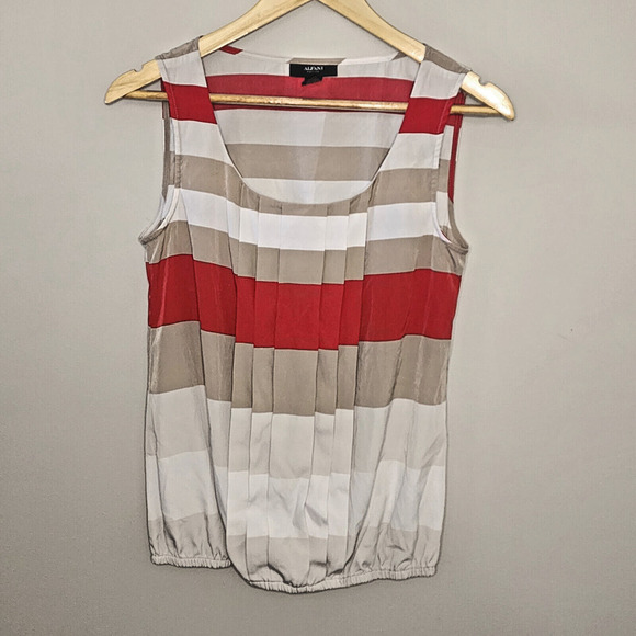 ALFANI Sleeveless Pull Over Striped Blouse Top Women's Size 6P - Picture 2 of 6